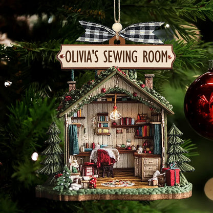 Personalized Sewing Machine Wooden Ornament