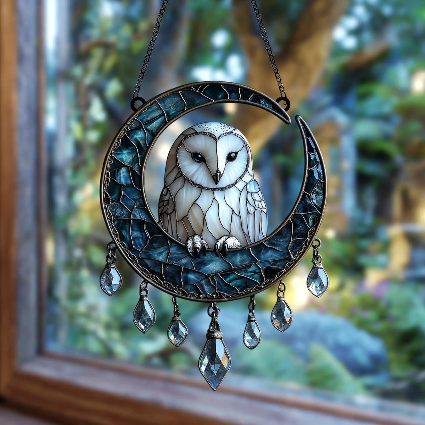 Moonlit Owl Faux Acrylic Suncatcher Window