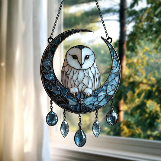 Moonlit Owl Faux Acrylic Suncatcher Window