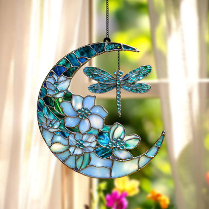 Dragonfly Moon Acrylic Suncatcher, Acrylic Suncatcher Window