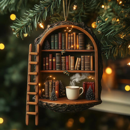 Handmade Wooden Book Nook Tree Decoration Wood Ornament