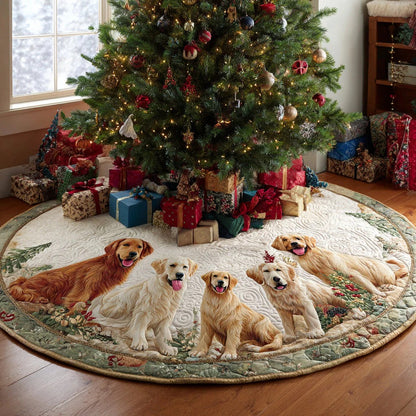 Golden Retriever Spirit Quilted Christmas Tree Skirt