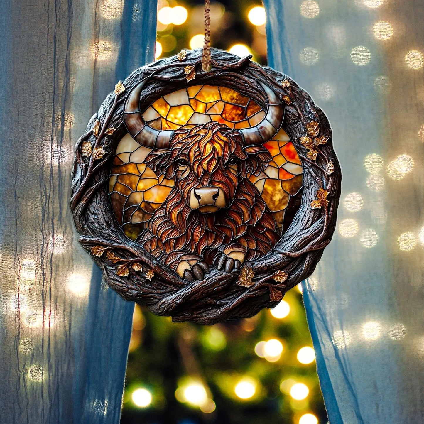 Highland Cattle Wood Ornament