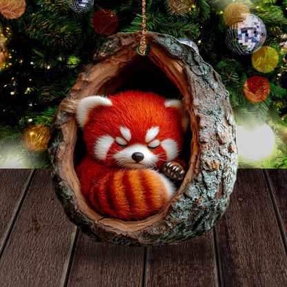 Cute Red Panda Ornament Panda Wood Ornament