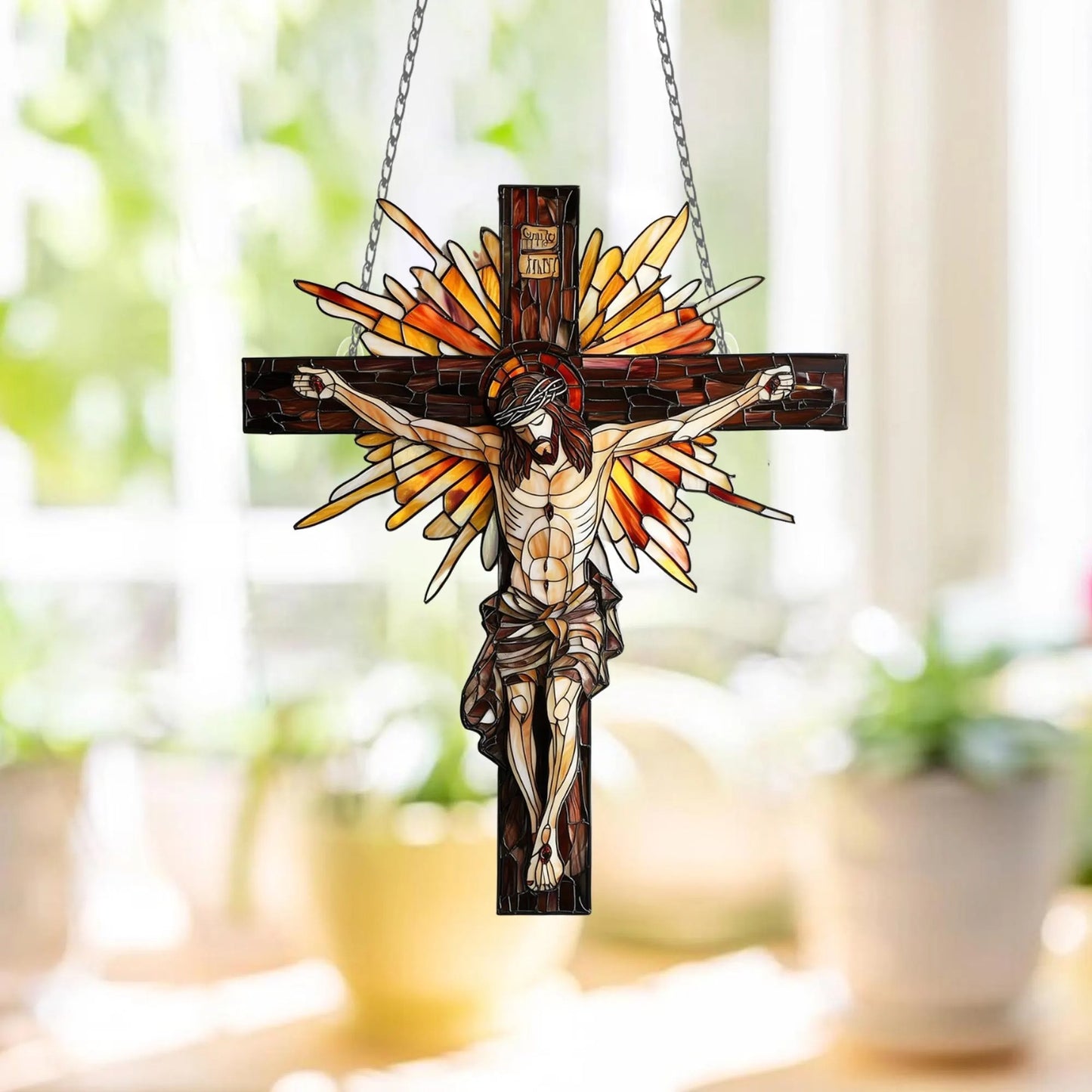 Christian Cross Acrylic Window Hanging, Christian Acrylic Window