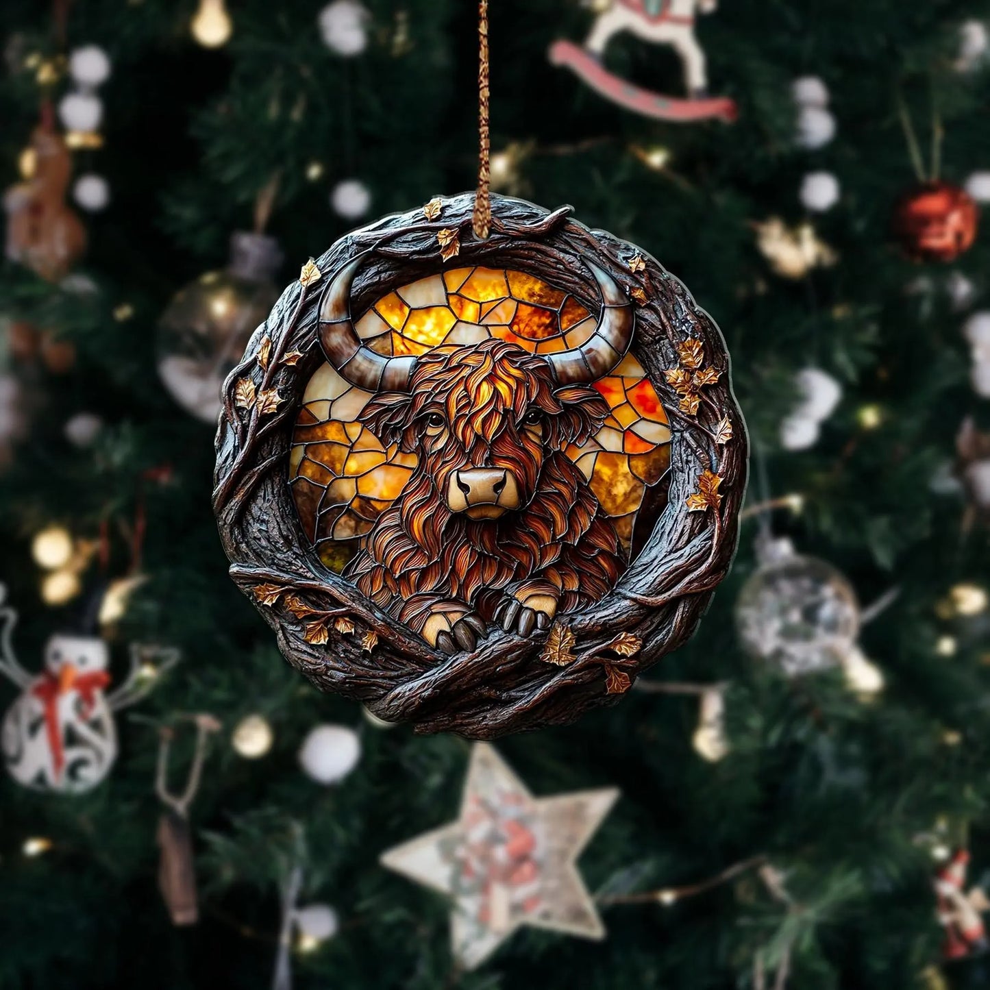 Highland Cattle Wood Ornament