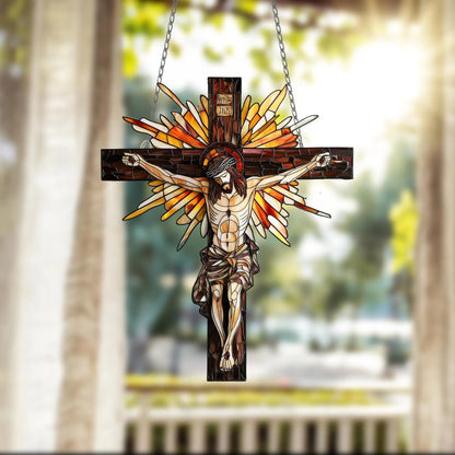 Christian Cross Acrylic Window Hanging, Christian Acrylic Window