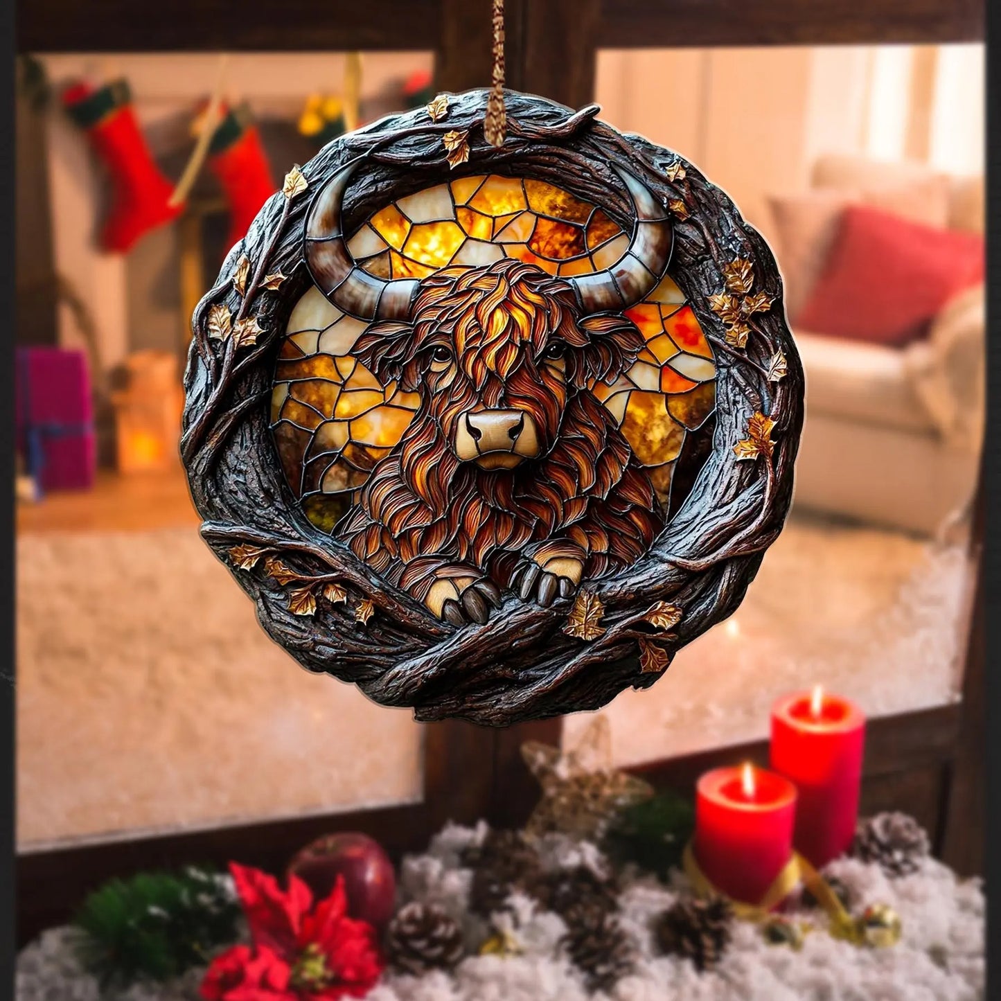 Highland Cattle Wood Ornament