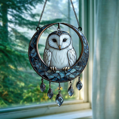 Moonlit Owl Faux Acrylic Suncatcher Window