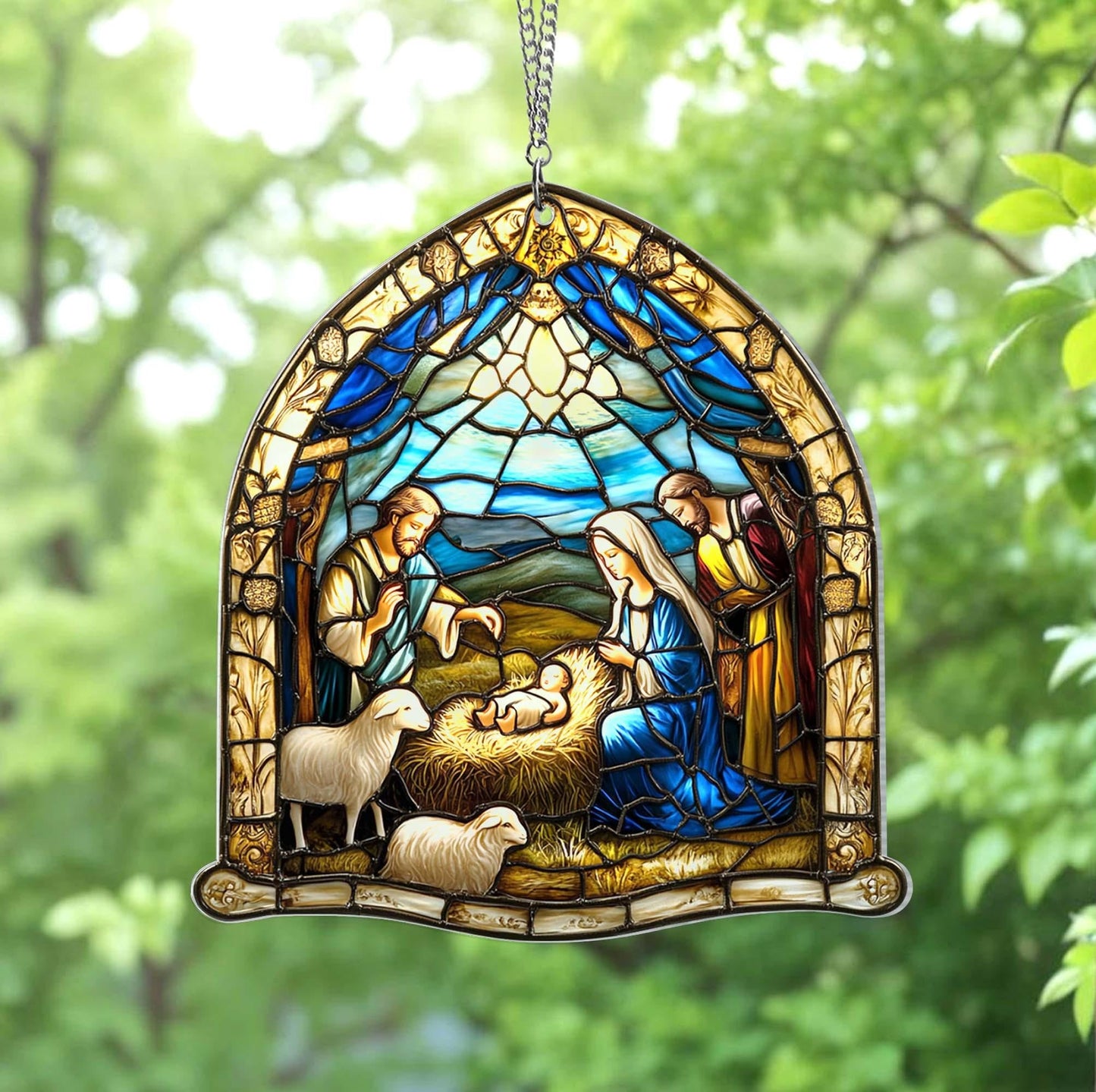 Nativity Christmas Suncatcher, Christian Acrylic Suncatcher Window
