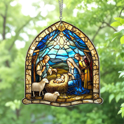 Nativity Christmas Suncatcher, Christian Acrylic Suncatcher Window