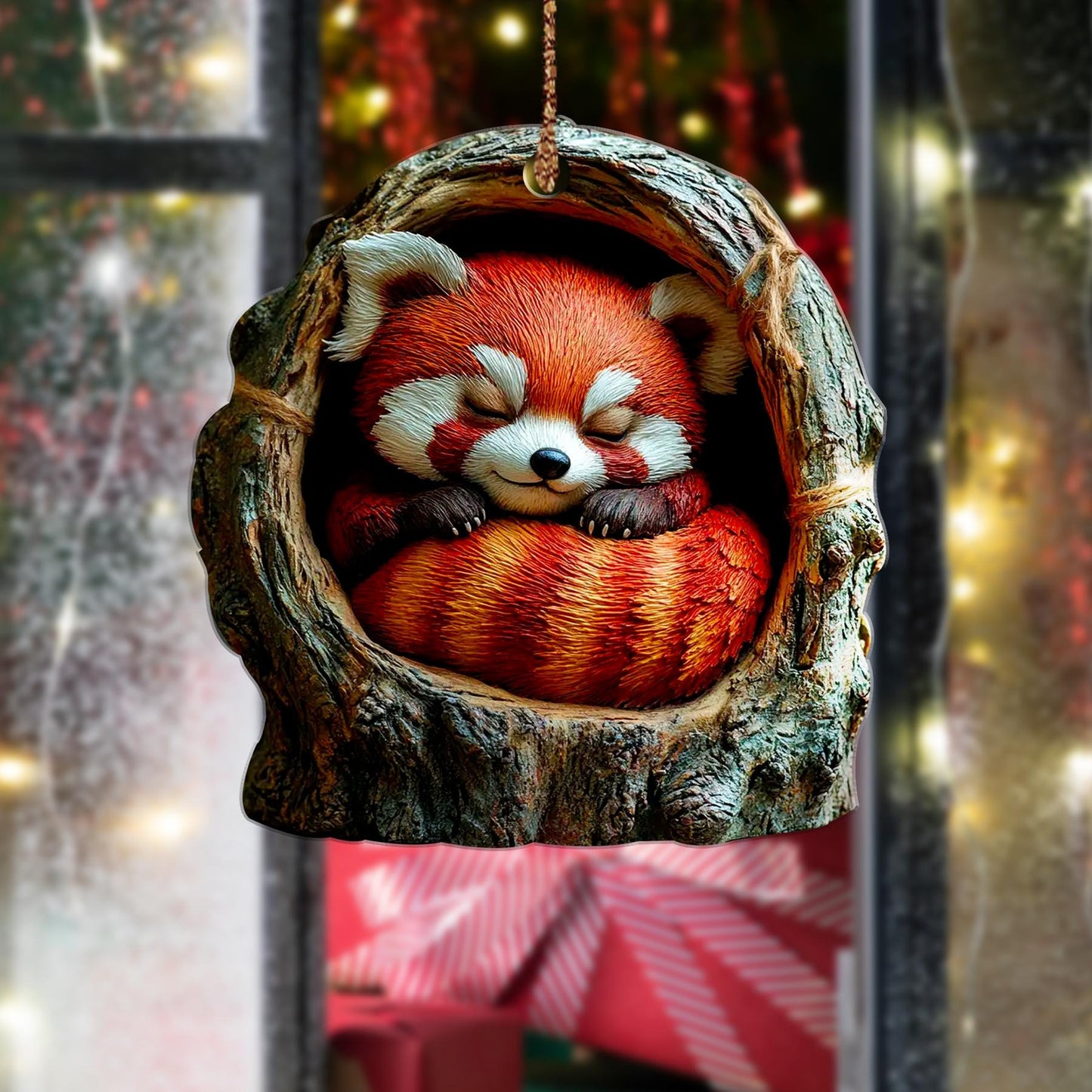 Cute Red Panda Ornament Panda Wood Ornament