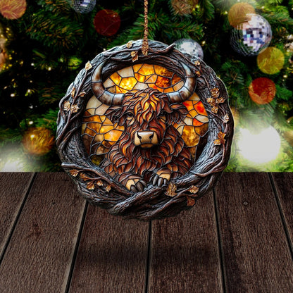 Highland Cattle Wood Ornament