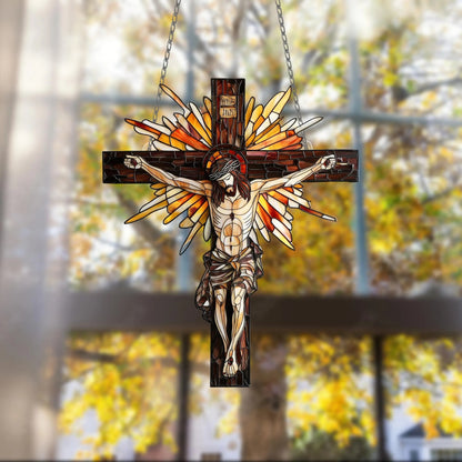 Christian Cross Acrylic Window Hanging, Christian Acrylic Window