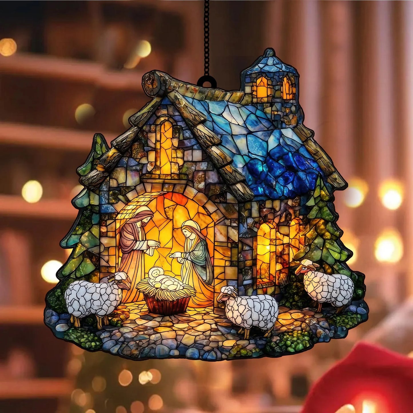 Nativity Scene Acrylic Window, Christian Acrylic Window Hanging