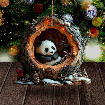 Christmas Panda Wood Ornament Christmas Gift for Panda Lover