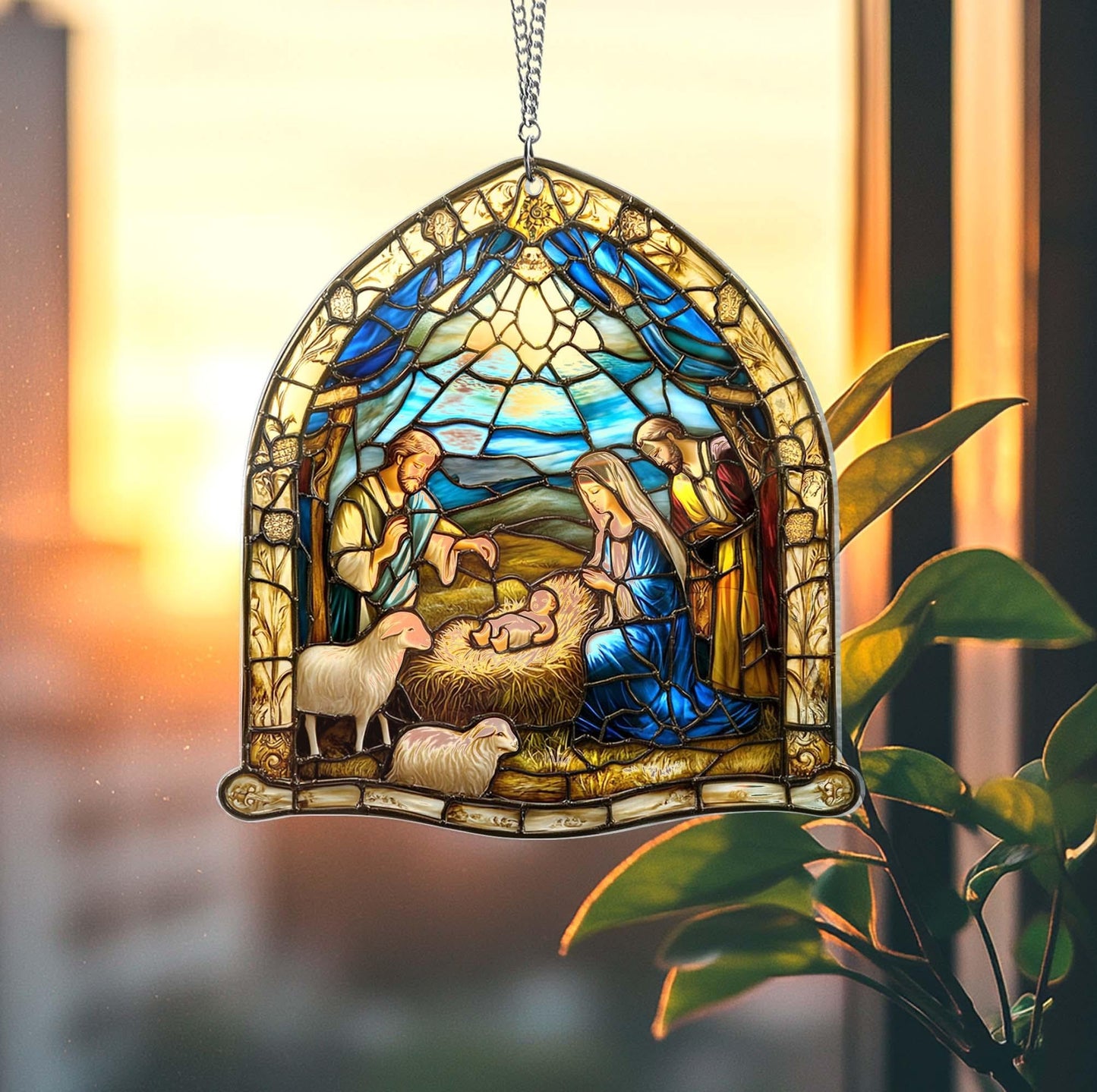 Nativity Christmas Suncatcher, Christian Acrylic Suncatcher Window
