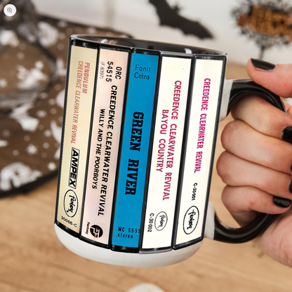 Creedence Clearwater Revival Albums Cassette Collection Retro Accent Mug