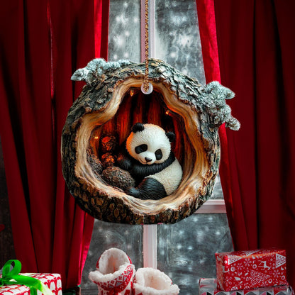 Christmas Panda Wood Ornament Christmas Gift for Panda Lover