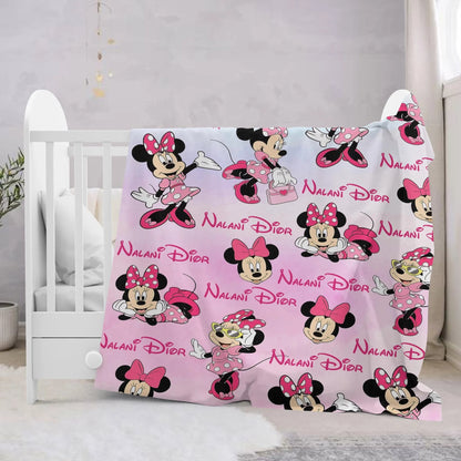 Personalized Watercolor Mouse Blanket