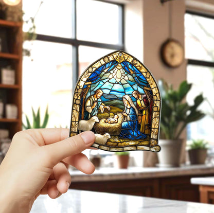 Nativity Christmas Suncatcher, Christian Acrylic Suncatcher Window