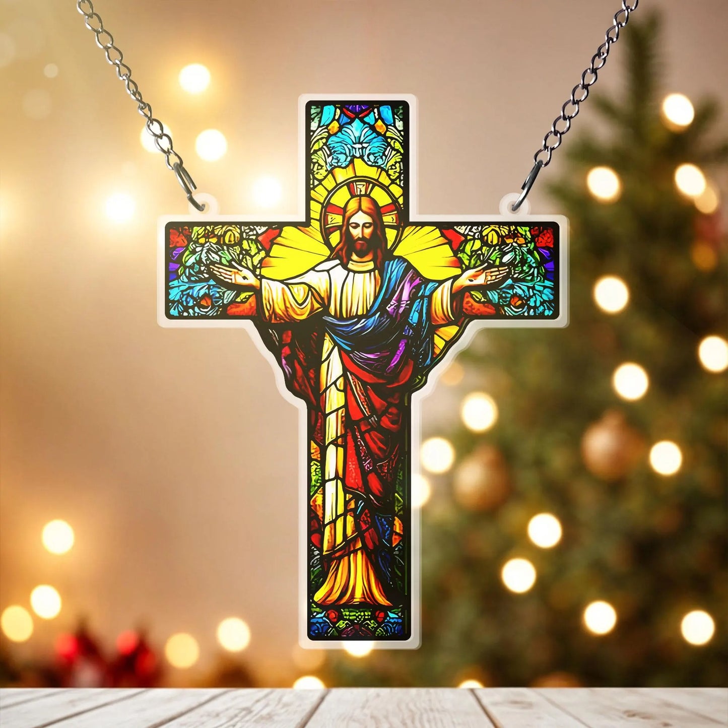 Jesus Cross Acrylic Window, Christian Acrylic Window Hanging