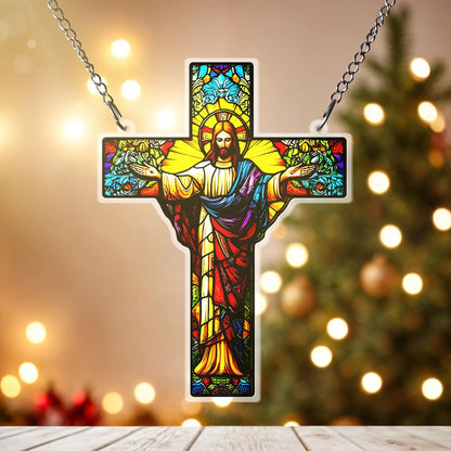 Jesus Cross Acrylic Window, Christian Acrylic Window Hanging