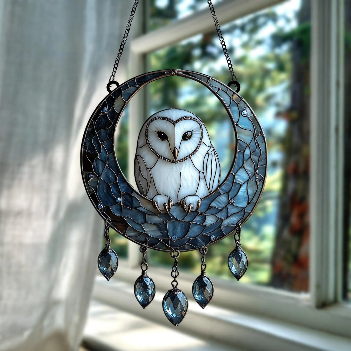 Moonlit Owl Faux Acrylic Suncatcher Window