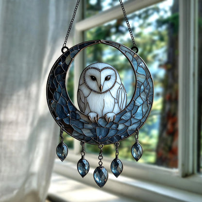 Moonlit Owl Faux Acrylic Suncatcher Window