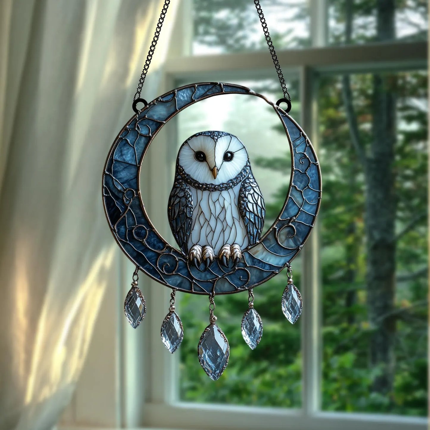 Moonlit Owl Faux Acrylic Suncatcher Window