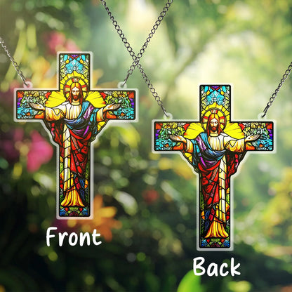 Jesus Cross Acrylic Window, Christian Acrylic Window Hanging