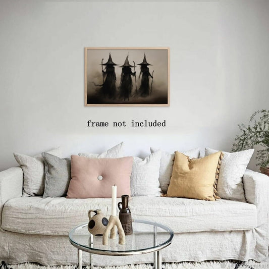 Witch Canvas, Witch Halloween Poster, Wall Decor