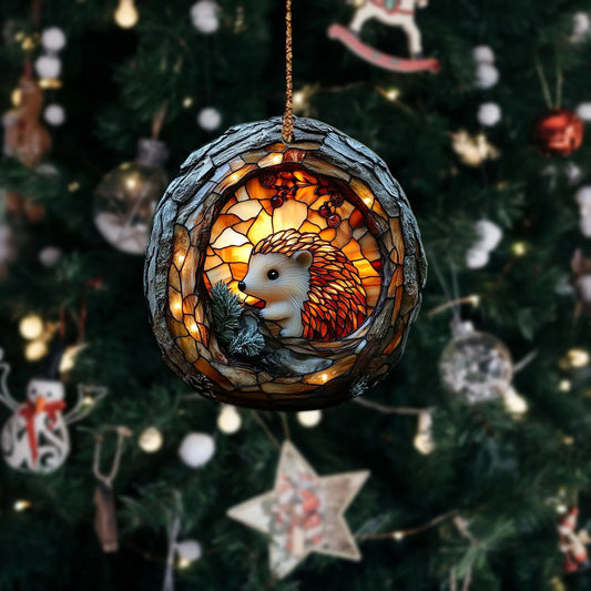 Cute Hedgehog Wood Ornament