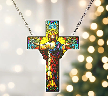 Jesus Cross Acrylic Window, Christian Acrylic Window Hanging