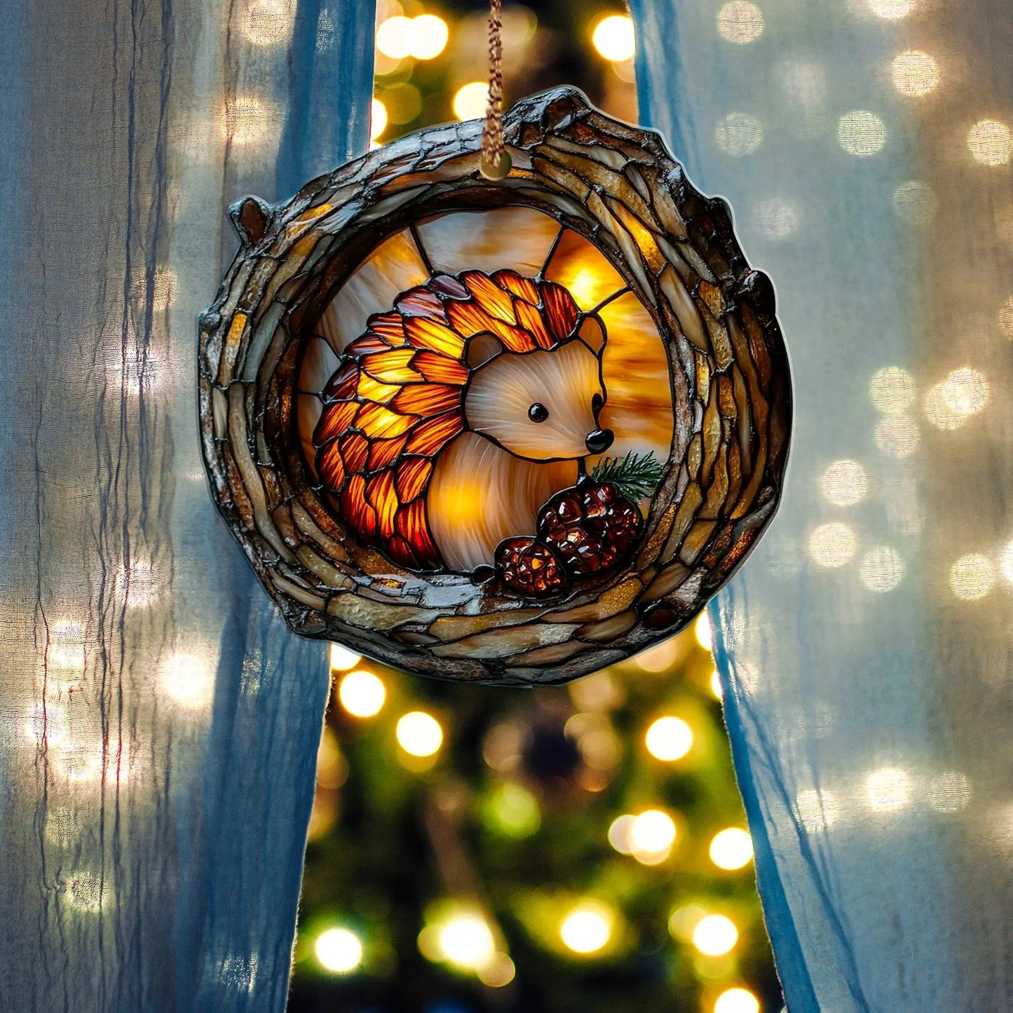 Cute Hedgehog Wood Ornament