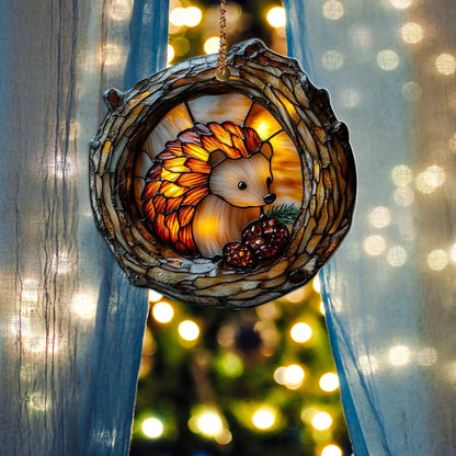 Cute Hedgehog Wood Ornament