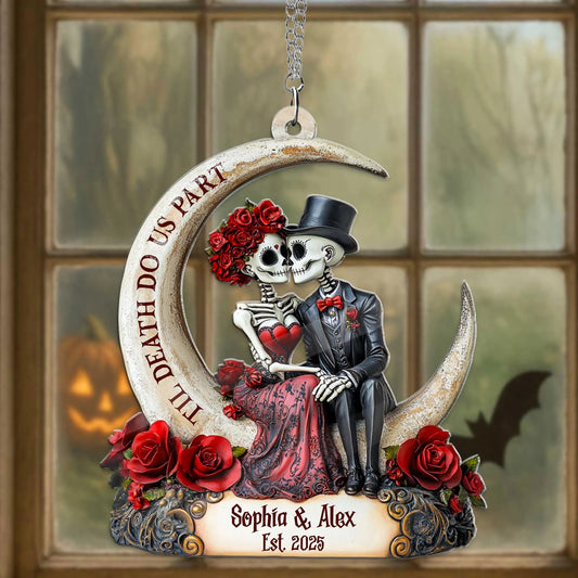 Custom Skeleton Couples Acrylic Window Hanging - Personalized Acrylic Hanging Decor