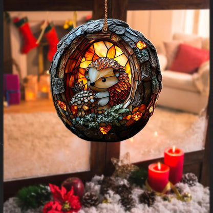 Cute Hedgehog Wood Ornament