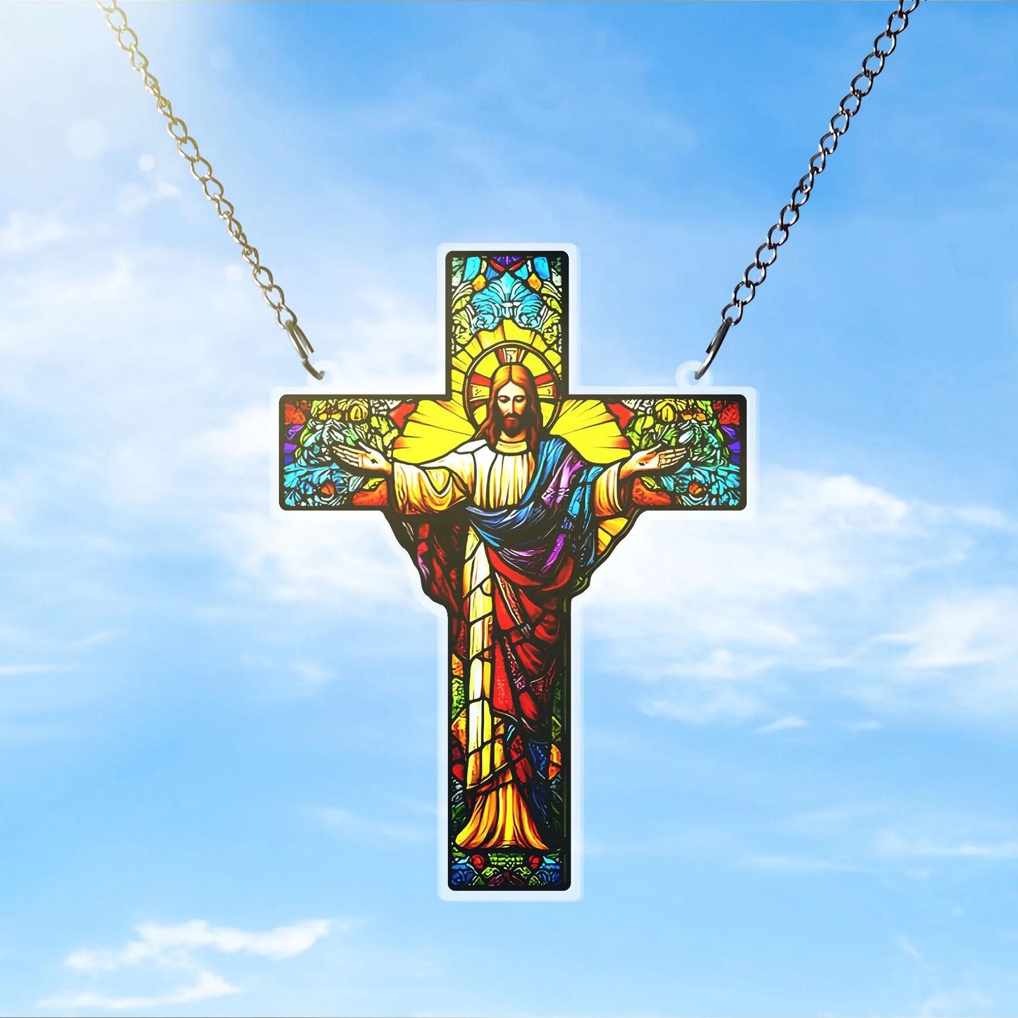 Jesus Cross Acrylic Window, Christian Acrylic Window Hanging