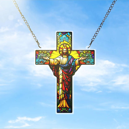 Jesus Cross Acrylic Window, Christian Acrylic Window Hanging