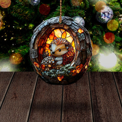Cute Hedgehog Wood Ornament