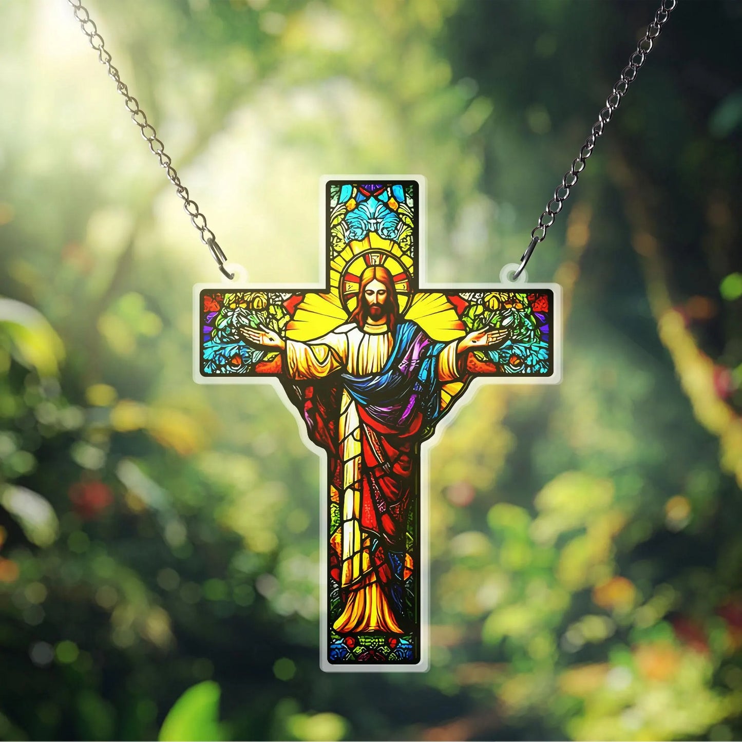 Jesus Cross Acrylic Window, Christian Acrylic Window Hanging