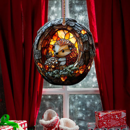 Cute Hedgehog Wood Ornament