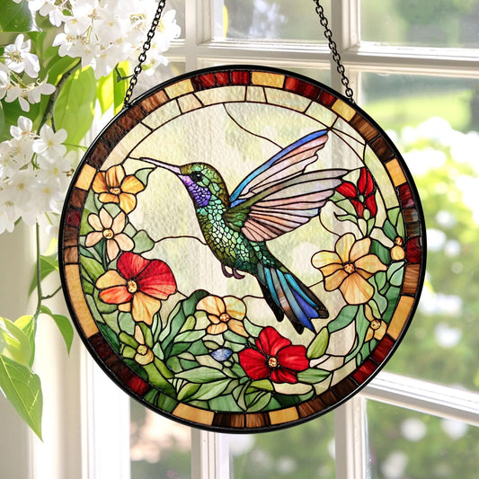 Hummingbird Stained Glass Suncatcher