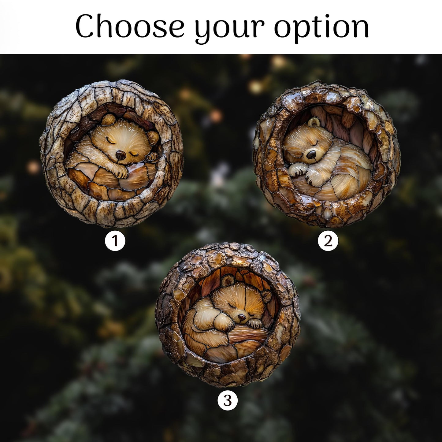 Ornament Baby Bear Sleeping Wood Ornament