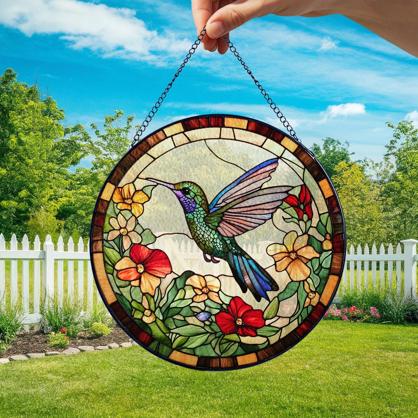 Hummingbird Stained Glass Suncatcher