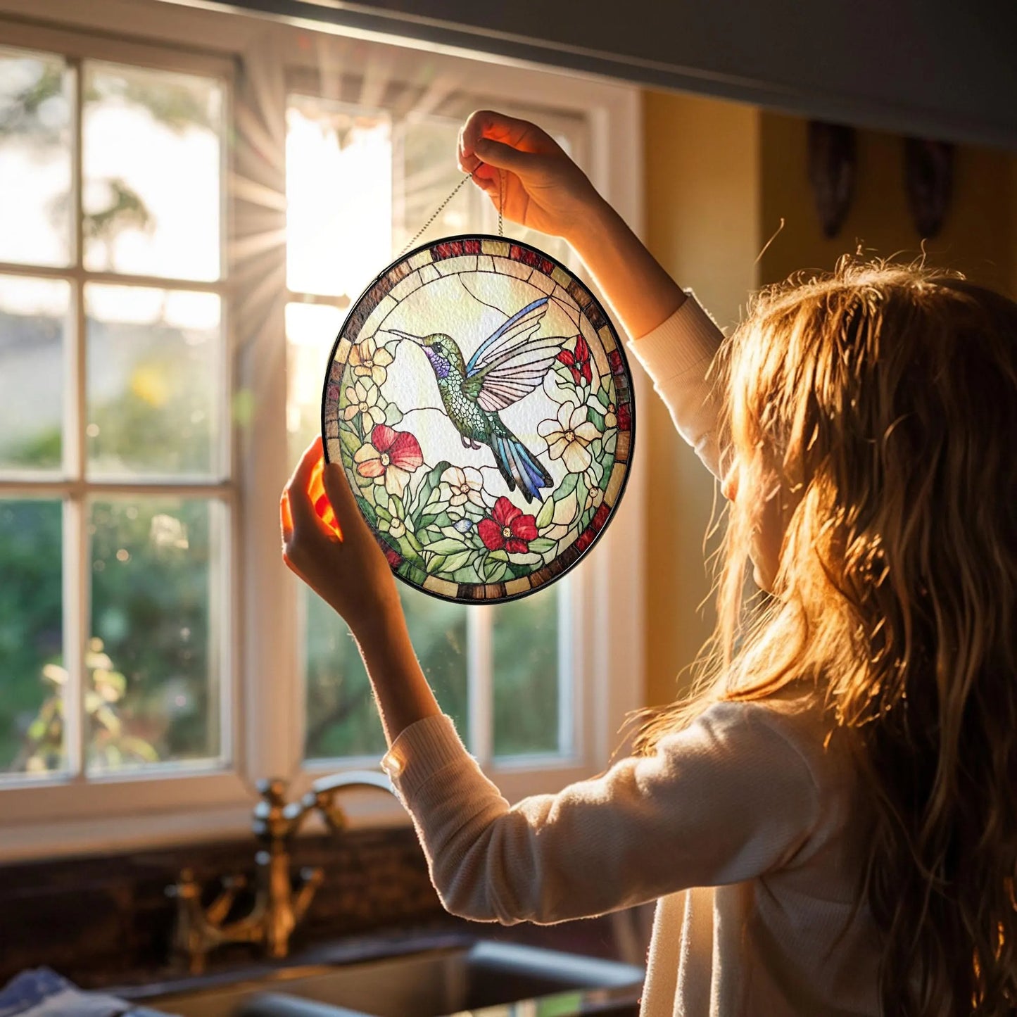 Hummingbird Stained Glass Suncatcher