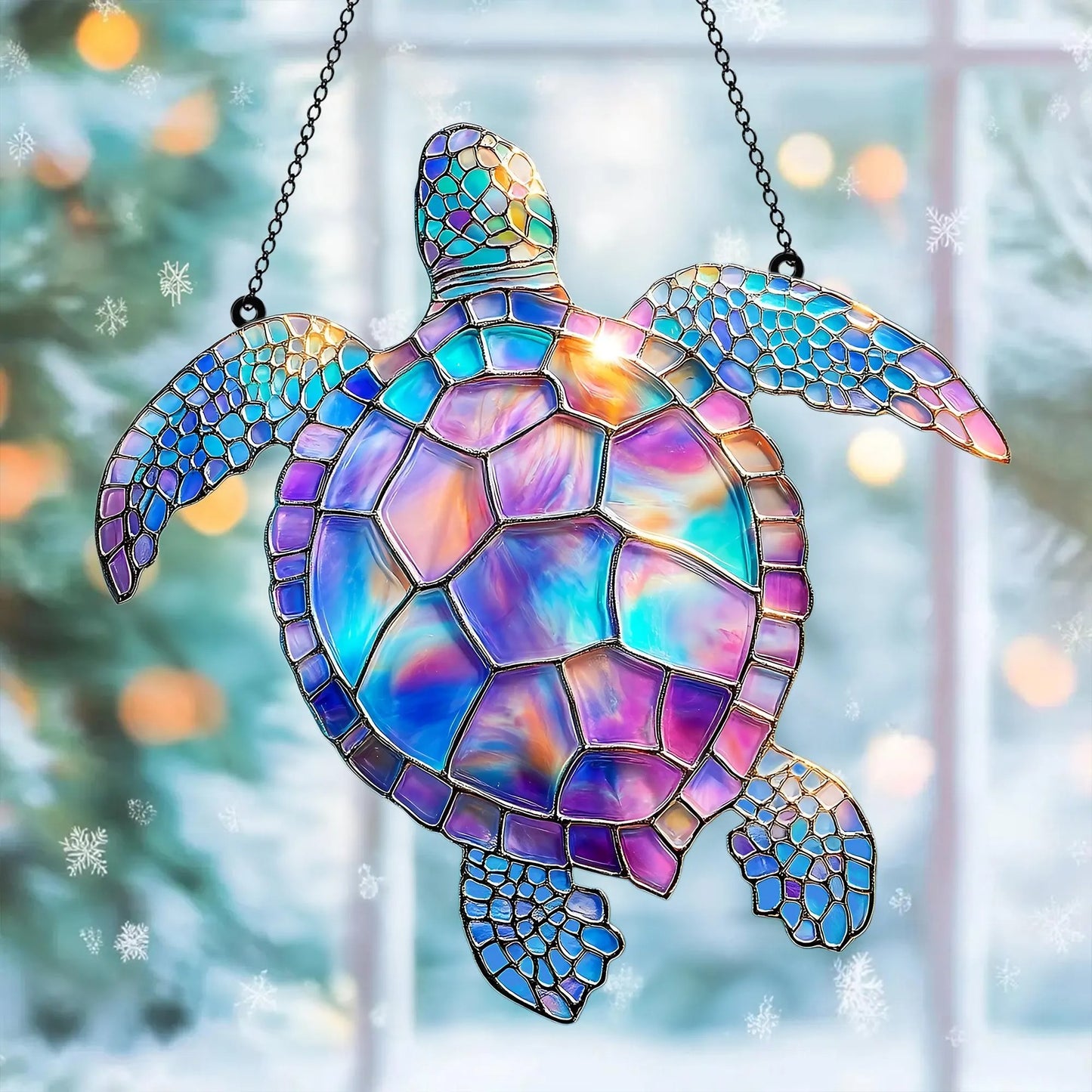 Iridescent Sea Turtle Acrylic Window Suncatcher