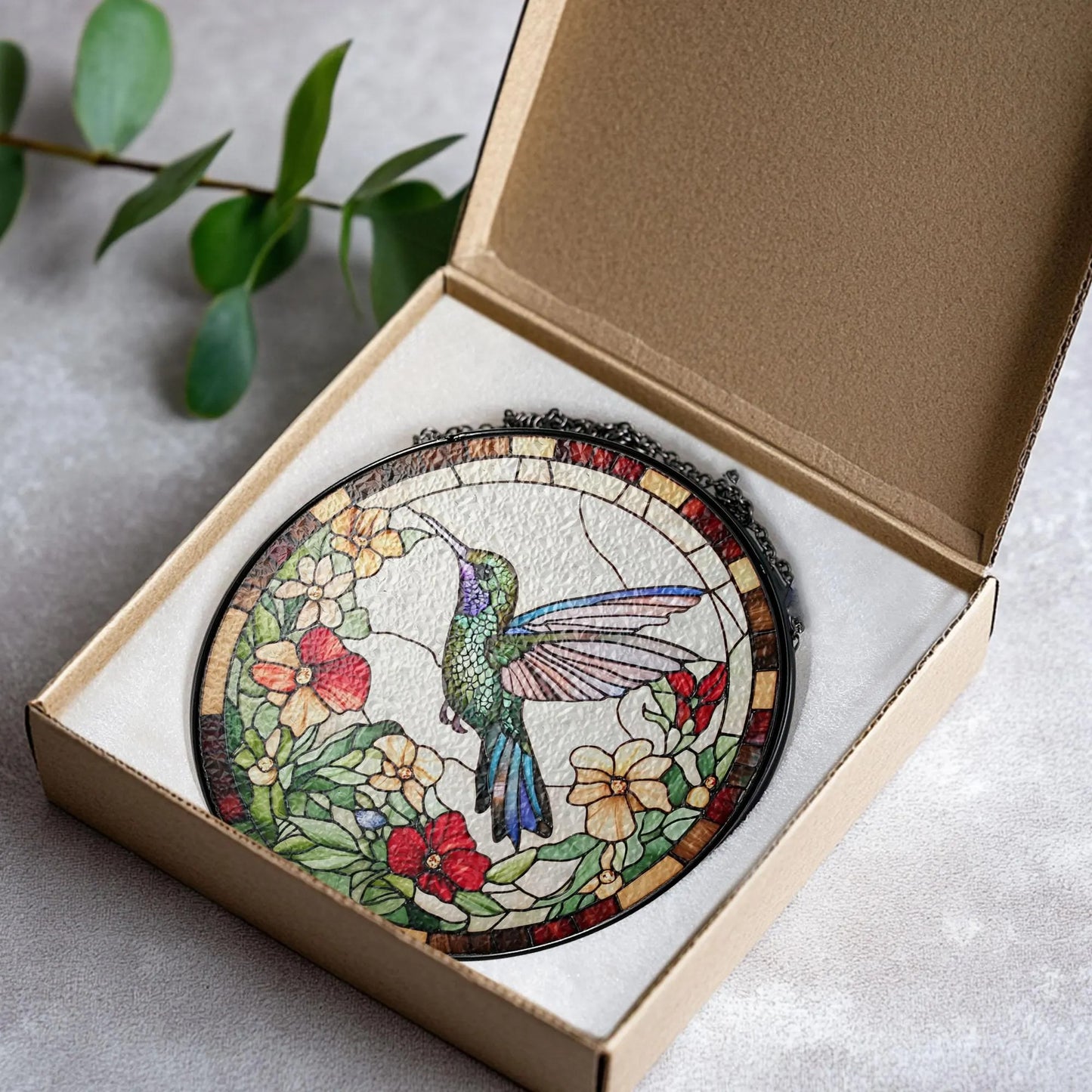 Hummingbird Stained Glass Suncatcher