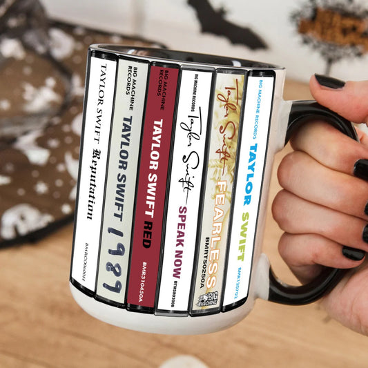 Taylor Swift Albums Cassette Collection Retro Accent Mug